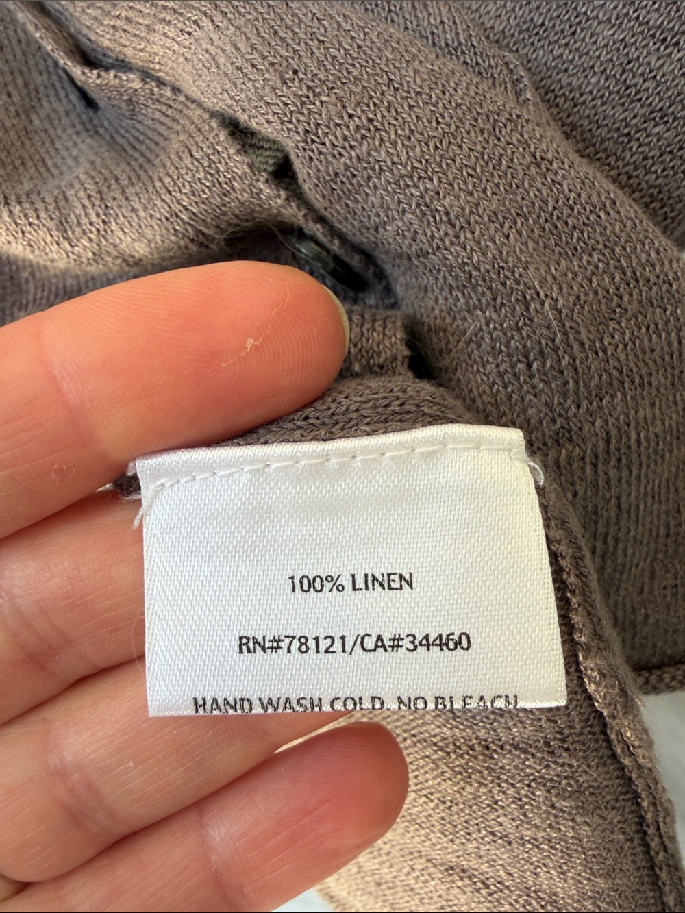 Eileen Fisher Brown V-Neck Linen Pocket Cardigan, Size XS. - Picture 4 of 8